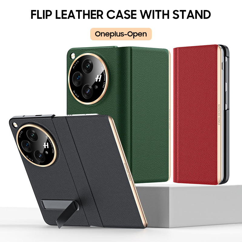 Premium Flip Leather Case with Stand for OnePlus Open Series