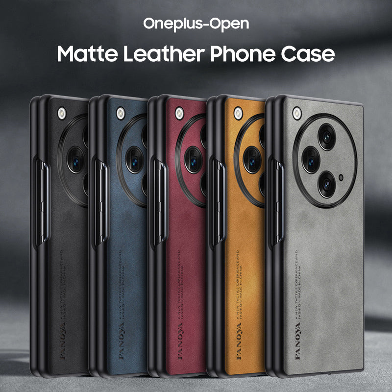 Sleek Matte Leather Case for OnePlus Open Series – Elegance Meets Protection!