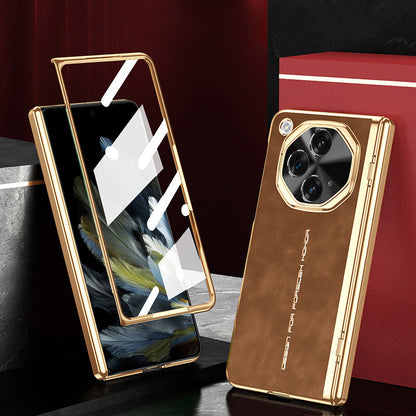 Luxurious Electroplated Gold Edge Leather Case for OnePlus Open Series