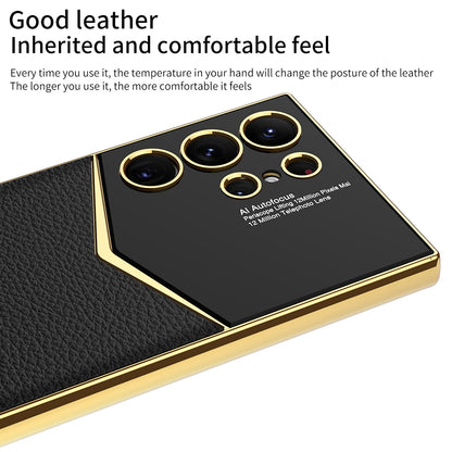 Sleek Electroplated Leather Phone Case for Galaxy S25, S24, S23 Ultra Plus - Luxury Protection and Style!