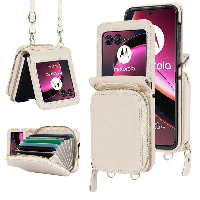 Crossbody Wrist Strap Zipper Purse Phone Case for Motorola Razr 40 & 50 Series