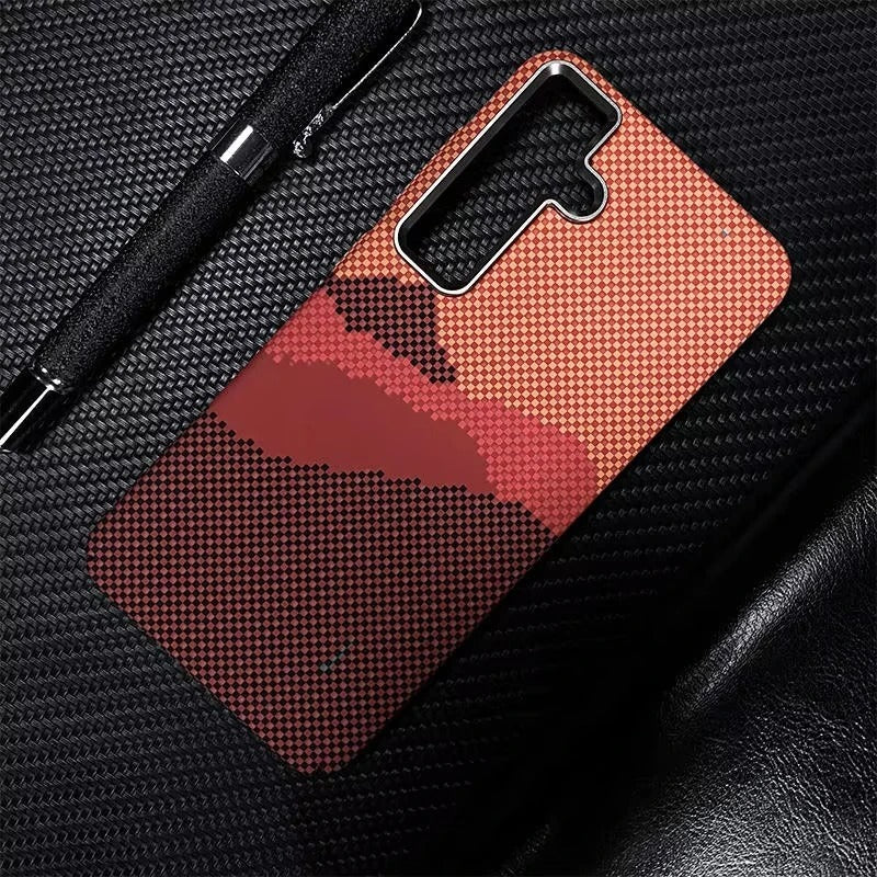 Trendy Carbon Fiber MagSafe Case for Samsung Galaxy S25 Ultra - Shockproof & Wireless Charging Compatible