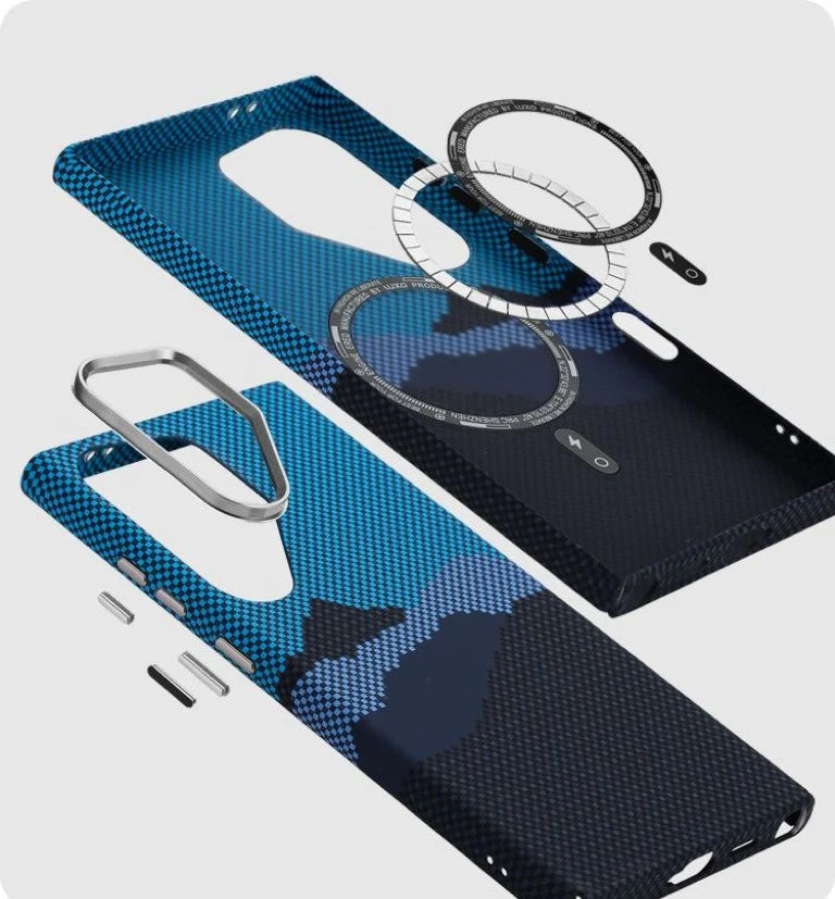 Trendy Carbon Fiber MagSafe Case for Samsung Galaxy S25 Ultra - Shockproof & Wireless Charging Compatible