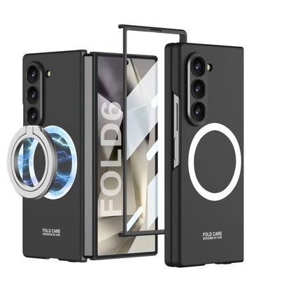 Ultimate Shockproof Phone Case with Magnetic Ring Holder & Screen Protector for Galaxy Z Fold