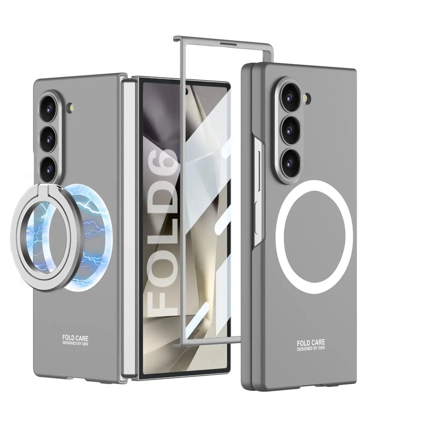 Ultimate Shockproof Phone Case with Magnetic Ring Holder & Screen Protector for Galaxy Z Fold