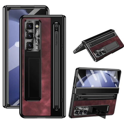 Premium Leather Folio Case with Pen Holder for Galaxy Z Fold 6