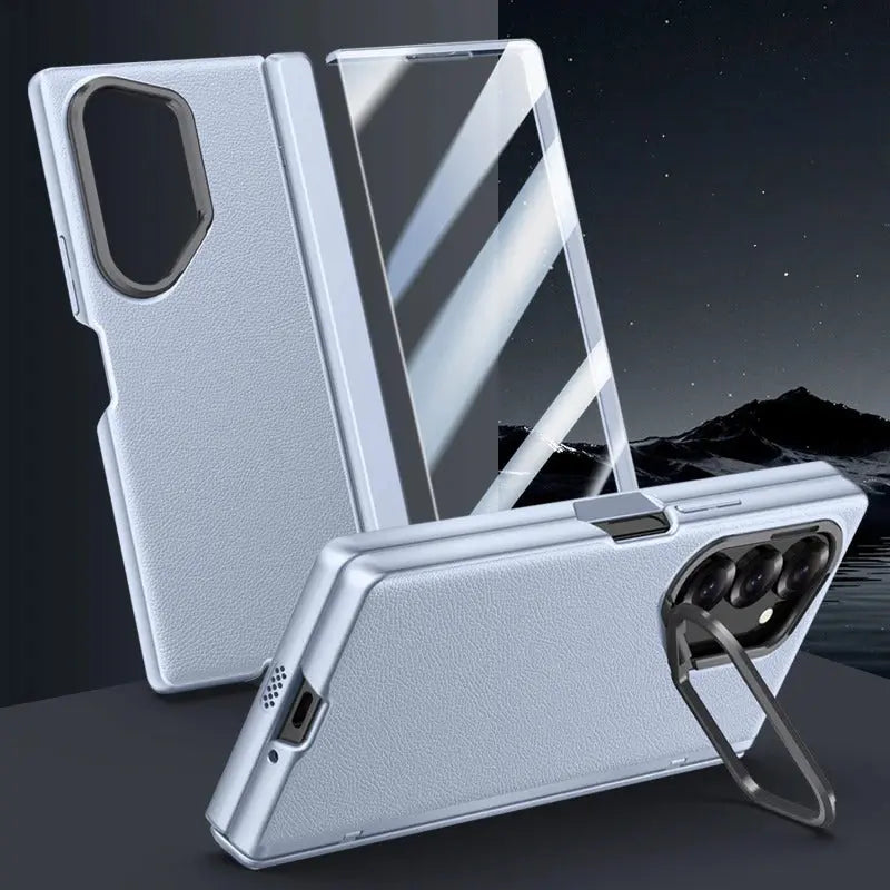 Premium Leather Case for Galaxy Z Fold 6 with Durable Metal Hinge and Enhanced Lens Protection