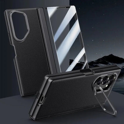 Premium Leather Case for Galaxy Z Fold 6 with Durable Metal Hinge and Enhanced Lens Protection