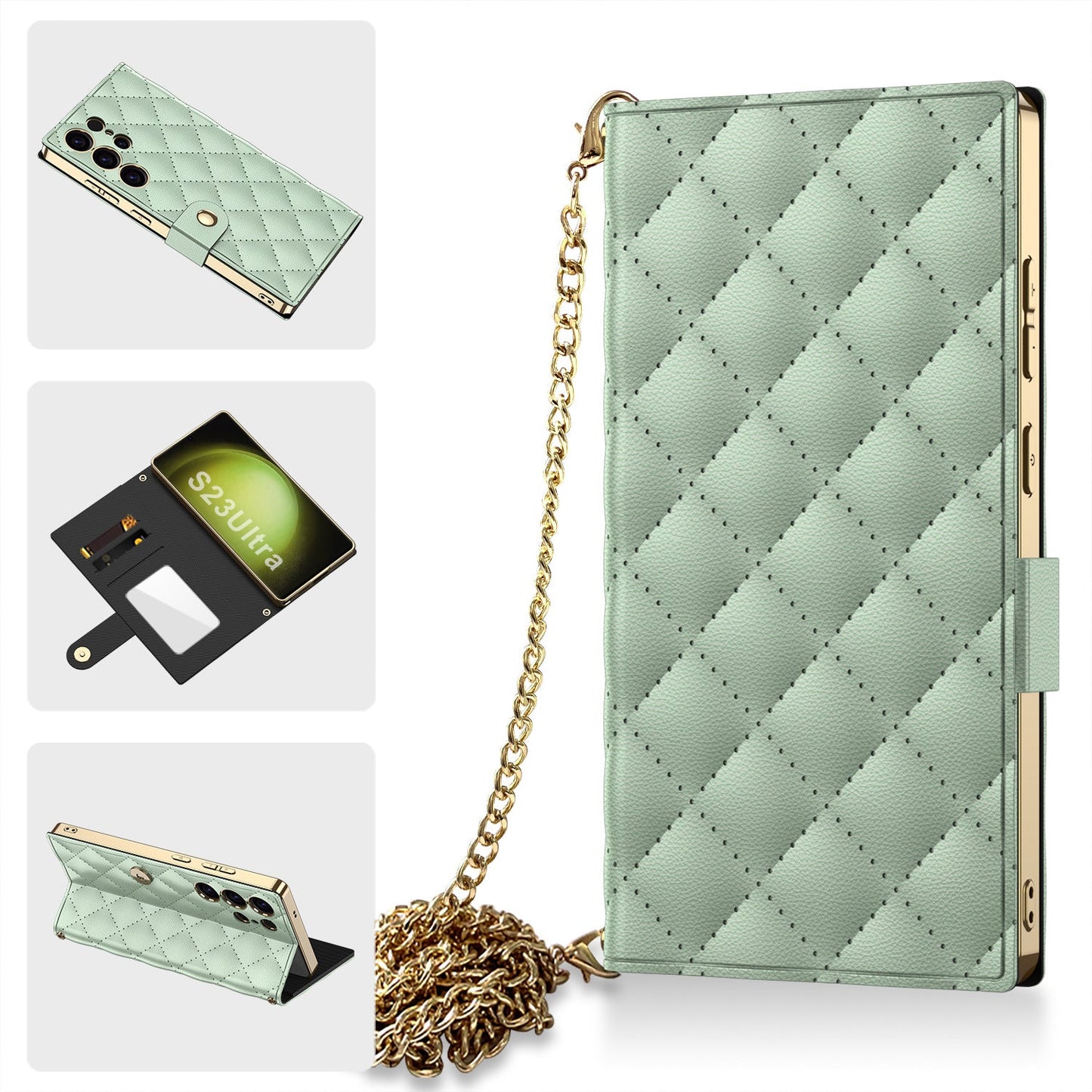 Stylish Electroplated Leather Shockproof Case with Bracelet for Galaxy S25, S24, and S23 Ultra