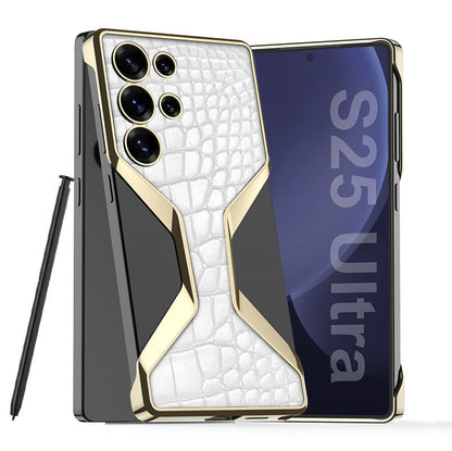 Stylish Shockproof Phone Case with Electroplated Crocodile Pattern for Galaxy S25 Ultra