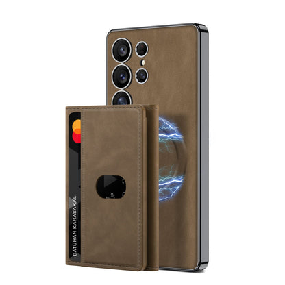 Elegant Leather Shockproof Phone Case with Magnetic Card Holder for Samsung Galaxy S25, S24, S23 Ultra