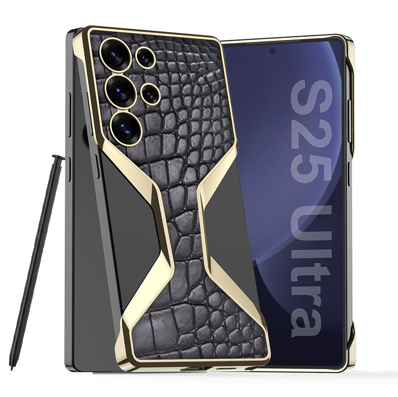 Stylish Shockproof Phone Case with Electroplated Crocodile Pattern for Galaxy S25 Ultra