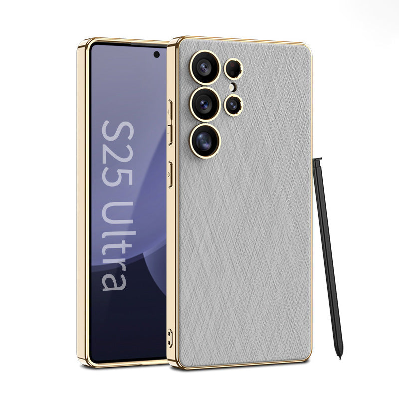 Sleek Electroplated Leather Shockproof Phone Case for Galaxy S25 & S24 Ultra