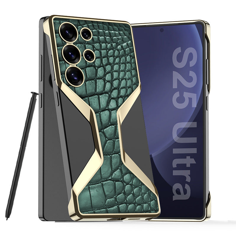 Stylish Shockproof Phone Case with Electroplated Crocodile Pattern for Galaxy S25 Ultra