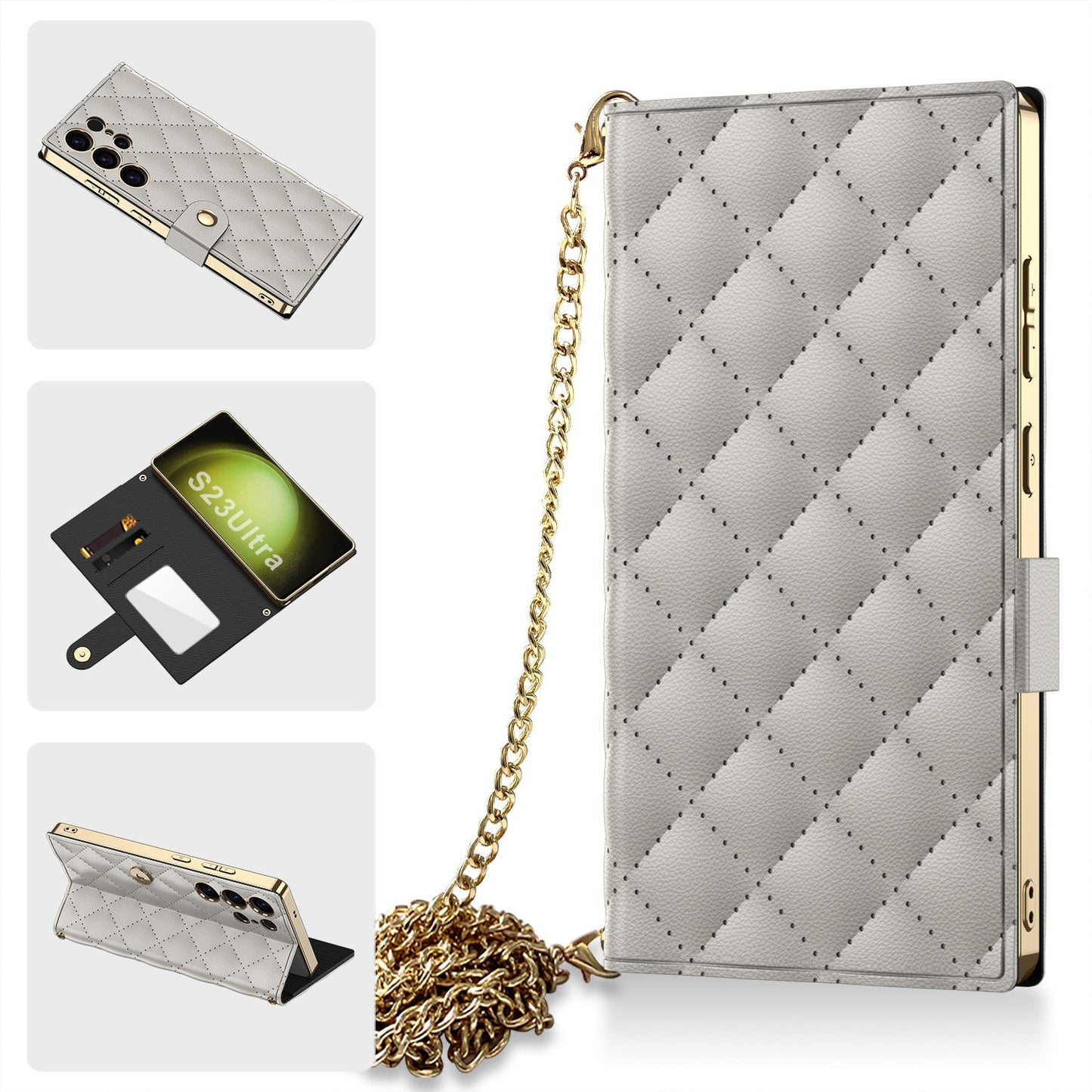 Stylish Electroplated Leather Shockproof Case with Bracelet for Galaxy S25, S24, and S23 Ultra