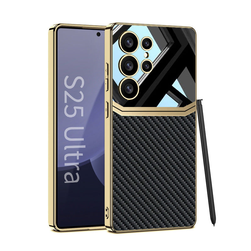 Stylish Electroplated Leather Shockproof Phone Case for Galaxy S25 Ultra