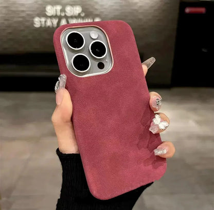 Luxurious Solid Color Suede iPhone Case