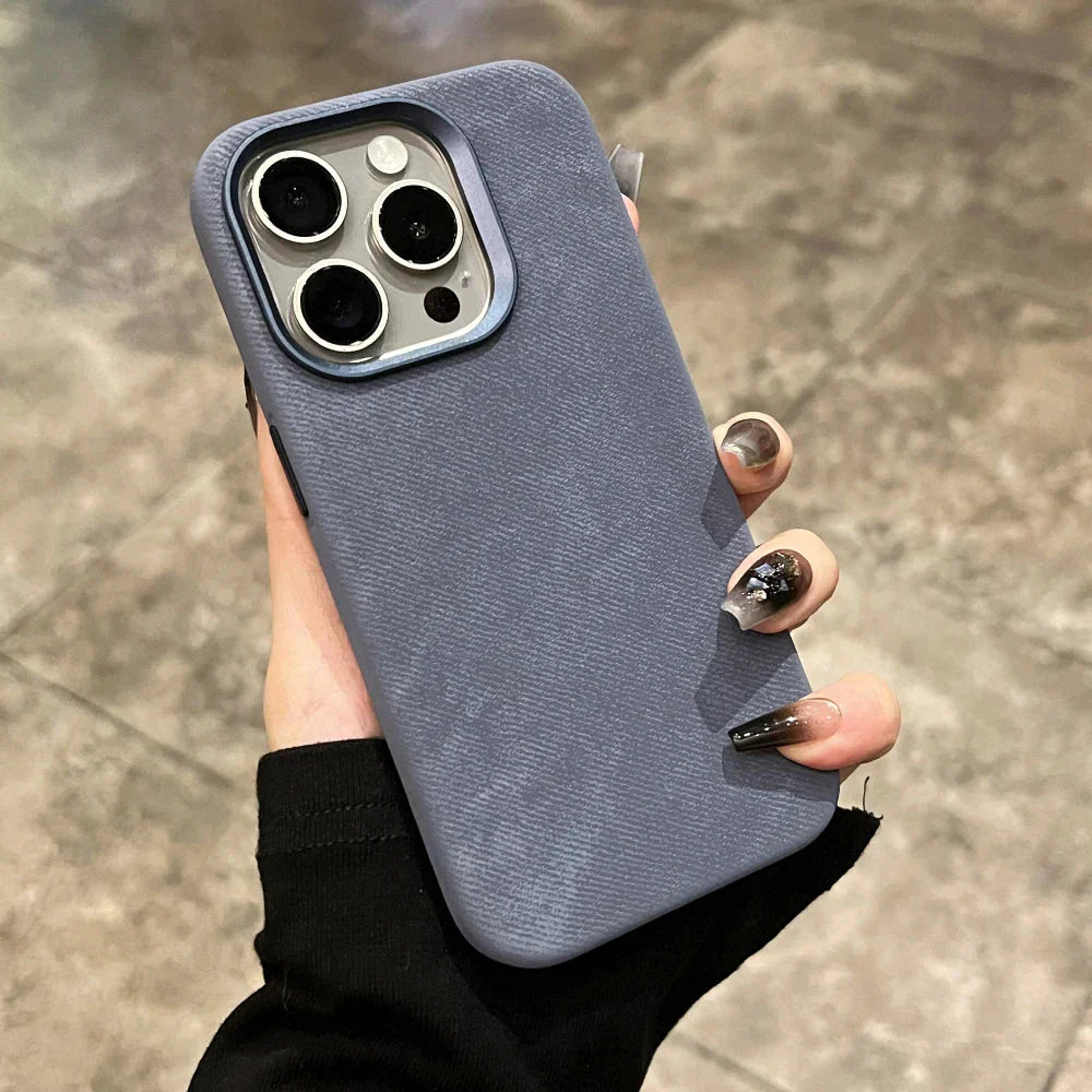 Premium Leather and Flannel iPhone Case for Ultimate Style and Protection