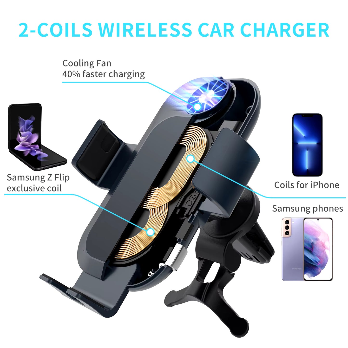 Car Mount Wireless Charger – Universal QI Charging for Motorola Razr, Z Flip & More