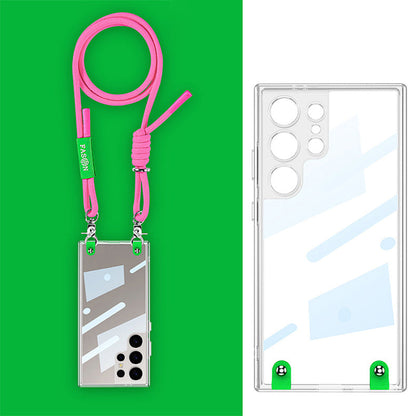 Stylish Transparent Phone Case with Adjustable Lanyard for Samsung Series