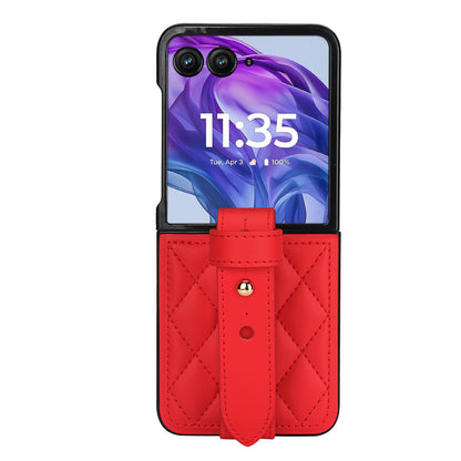 Elevate Your Style with the Motorola Diamond Pattern Leather Wrist Strap Case