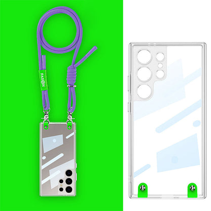 Stylish Transparent Phone Case with Adjustable Lanyard for Samsung Series