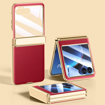 Stylish Leather Case for Motorola Razr 40 Ultra - Foldable Elegance