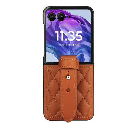 Elevate Your Style with the Motorola Diamond Pattern Leather Wrist Strap Case