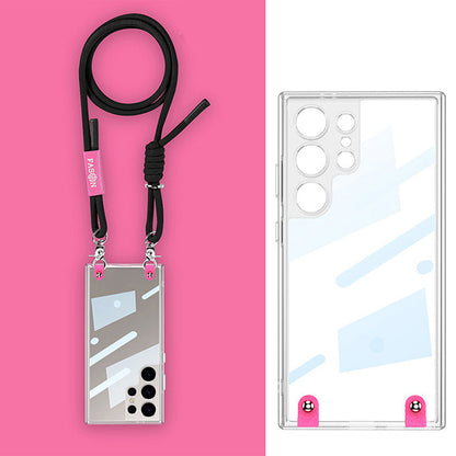 Stylish Transparent Phone Case with Adjustable Lanyard for Samsung Series