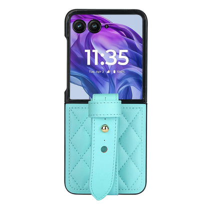 Elevate Your Style with the Motorola Diamond Pattern Leather Wrist Strap Case