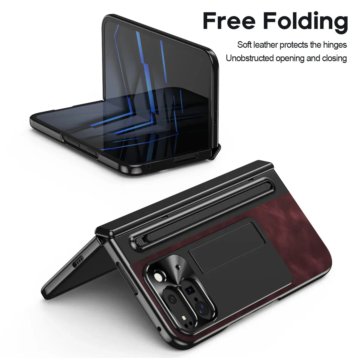 Stylish Leather Case with Touch Pen for Google Pixel 9 Pro Fold