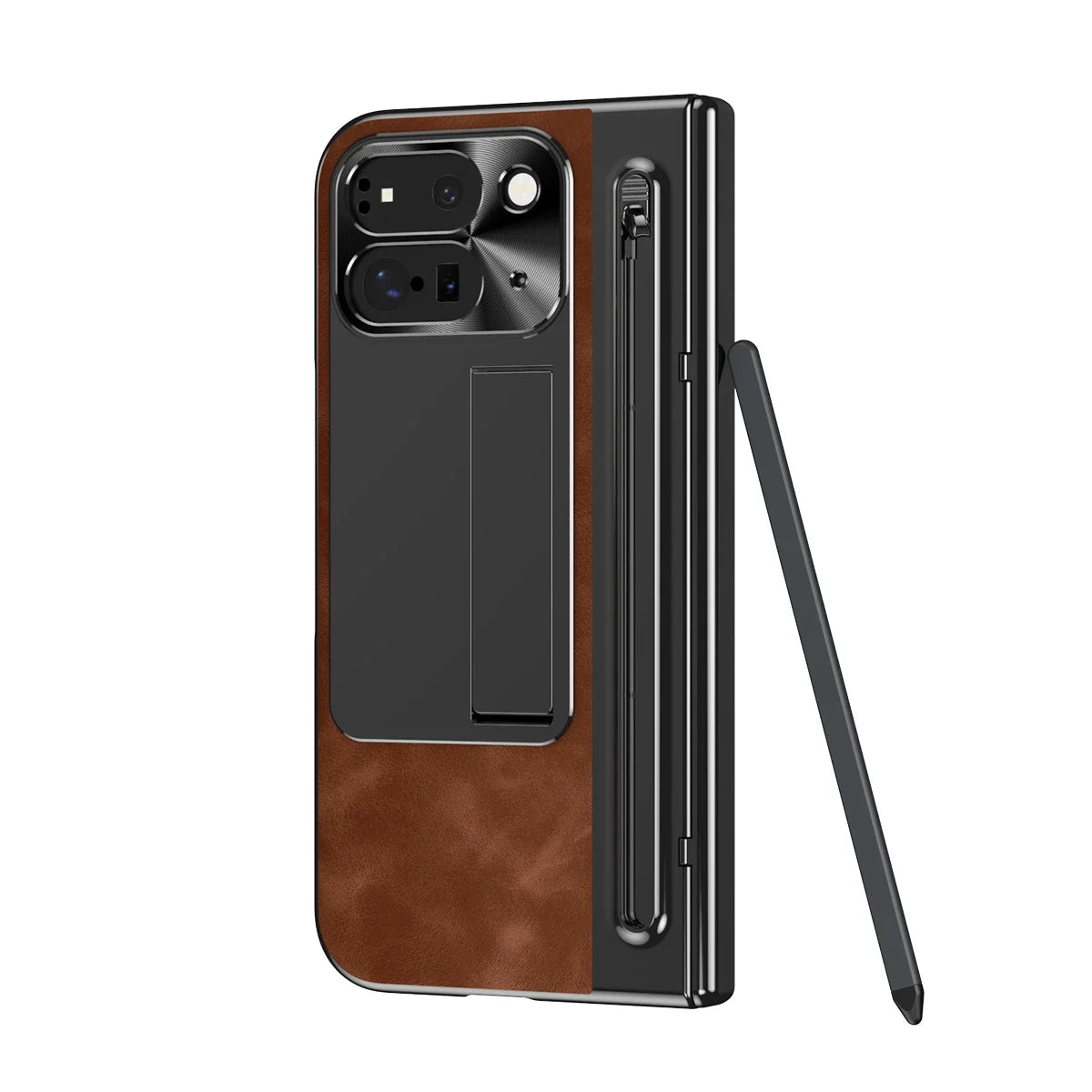 Stylish Leather Case with Touch Pen for Google Pixel 9 Pro Fold