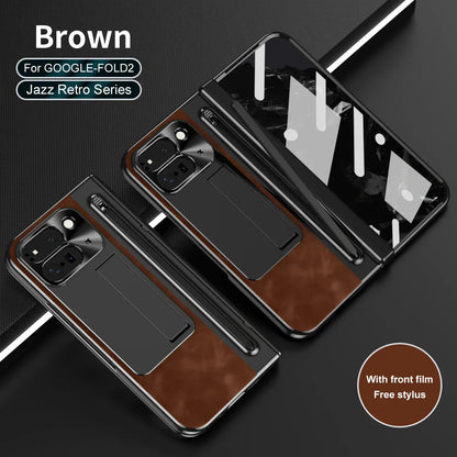 Stylish Leather Case with Touch Pen for Google Pixel 9 Pro Fold