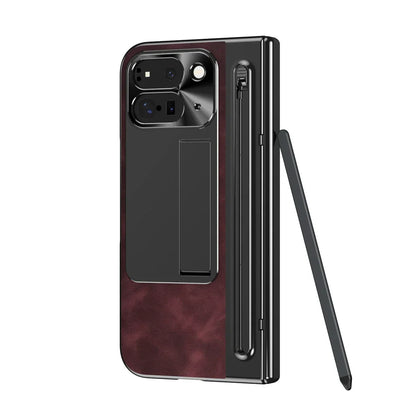 Stylish Leather Case with Touch Pen for Google Pixel 9 Pro Fold