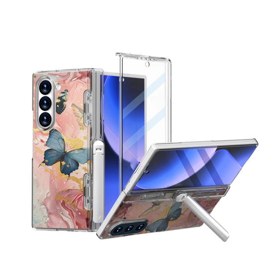 Exquisite All-Inclusive Floral Kickstand Case for Samsung Galaxy Z Fold 6