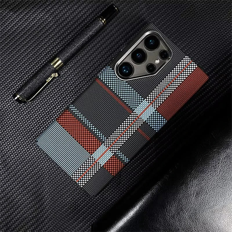 Trendy Carbon Fiber MagSafe Case for Samsung Galaxy S25 Ultra - Shockproof & Wireless Charging Compatible