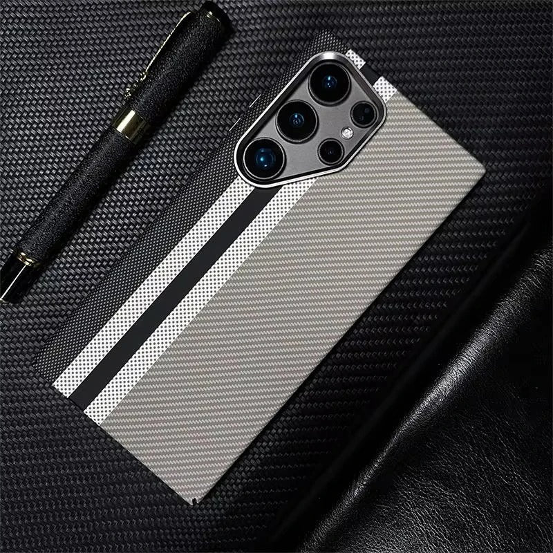 Trendy Carbon Fiber MagSafe Case for Samsung Galaxy S25 Ultra - Shockproof & Wireless Charging Compatible