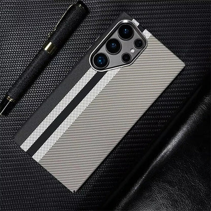 Trendy Carbon Fiber MagSafe Case for Samsung Galaxy S25 Ultra - Shockproof & Wireless Charging Compatible