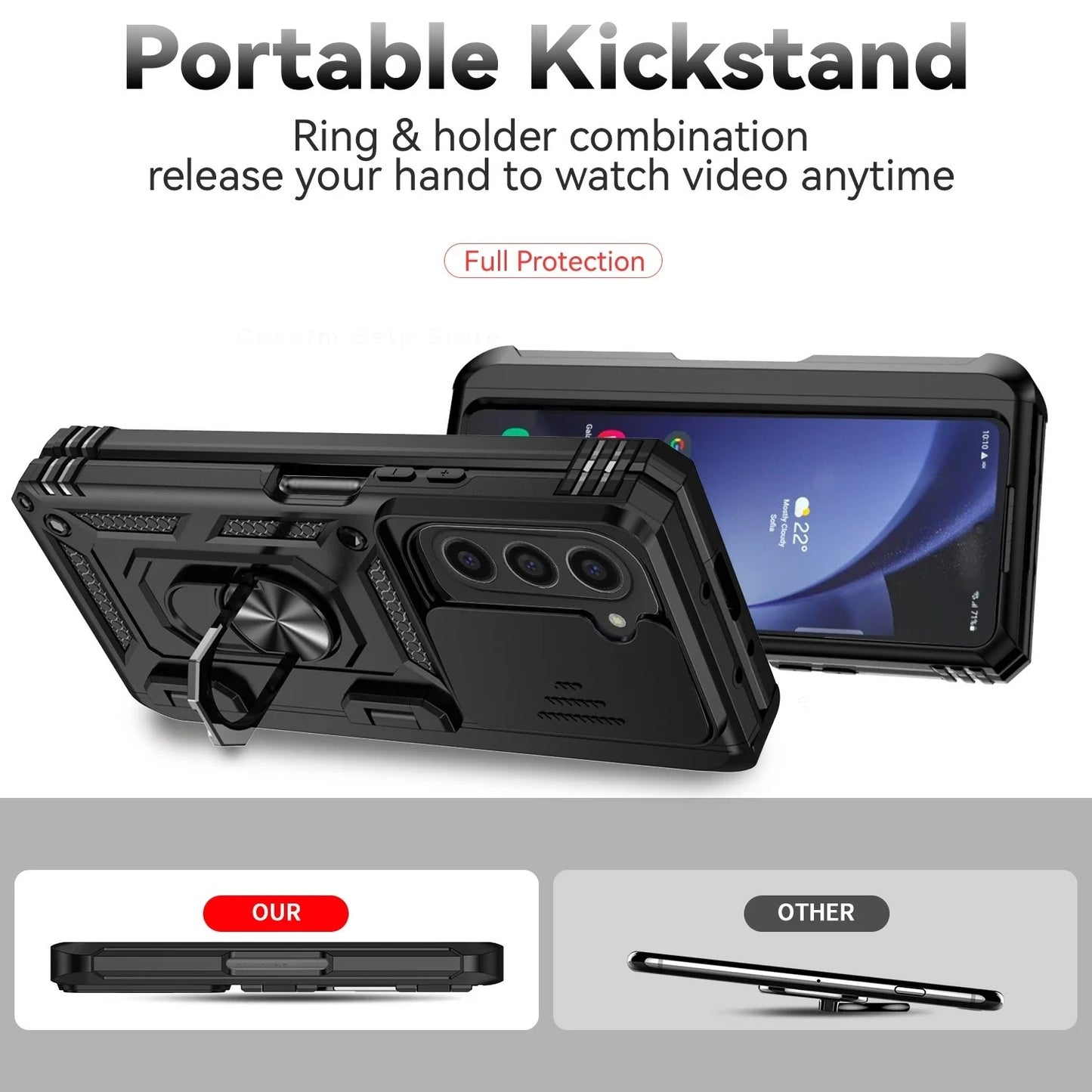 Armor 360° Ring Case with Camera Slide, Hinge Protection & Pen Slot for Galaxy Z Fold Series