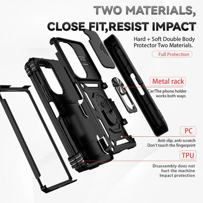 Armor 360° Ring Case with Camera Slide, Hinge Protection & Pen Slot for Galaxy Z Fold Series