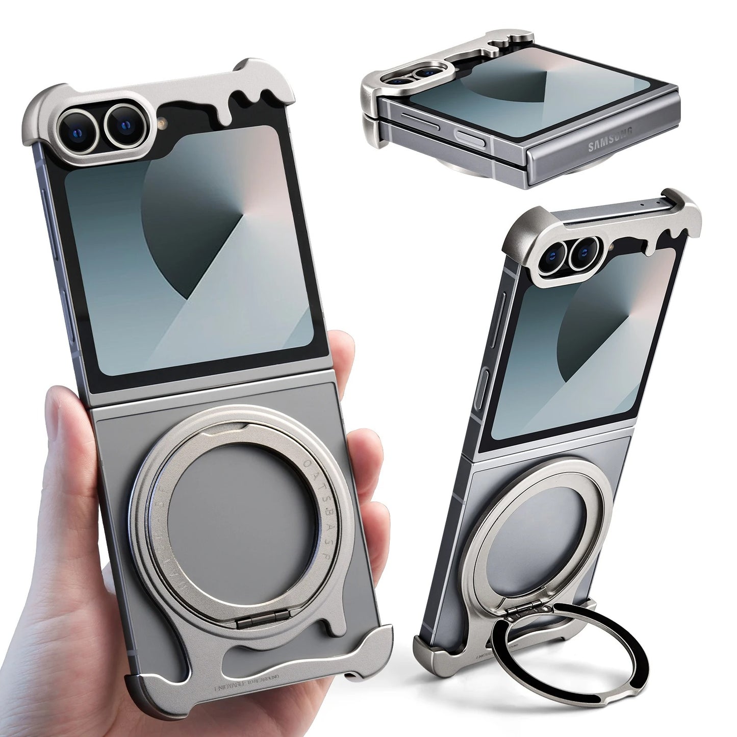 Magnetic Aluminum Rotatable Ring Galaxy Z Flip 6 Frameless Case