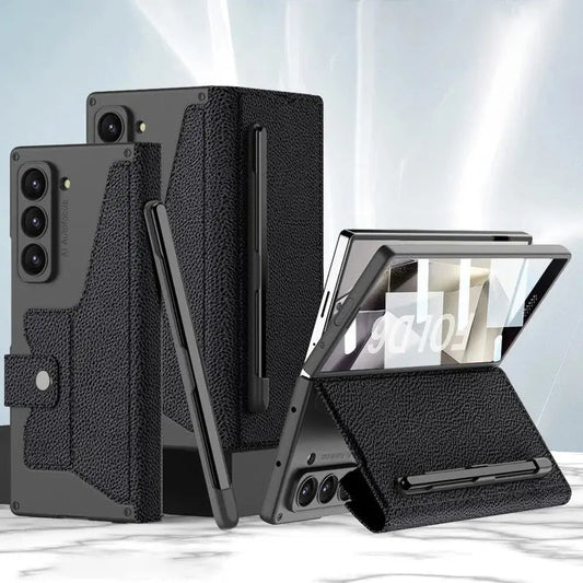 Premium Armor Leather Wallet Case for Samsung Galaxy Z Fold 6 - Sleek Protection & Stylish Design